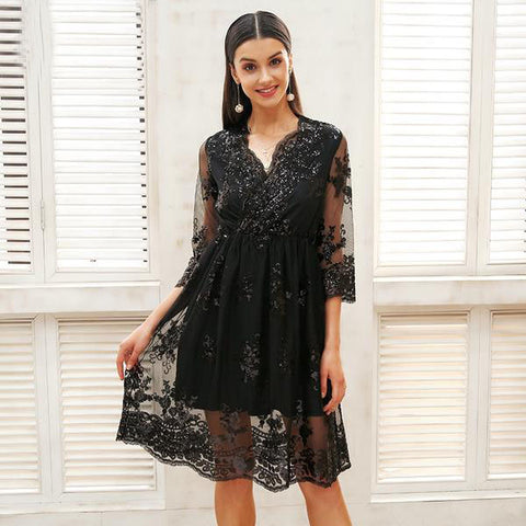 V Neck Long Sleeve Dresses