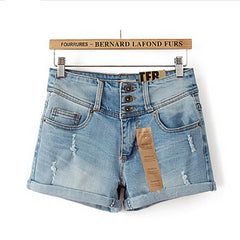 Thin Beaded Denim Shorts