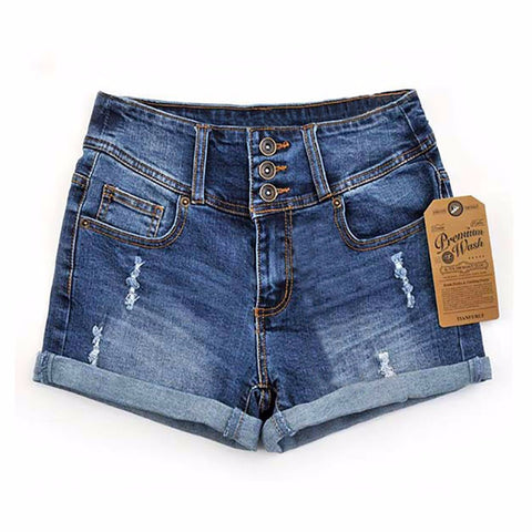 Thin Beaded Denim Shorts