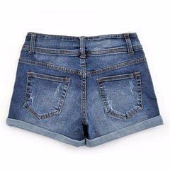 Thin Beaded Denim Shorts
