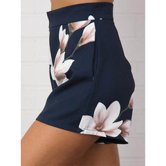 Zipped Flower Printed Short