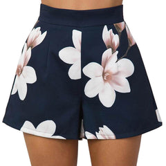 Zipped Flower Printed Short