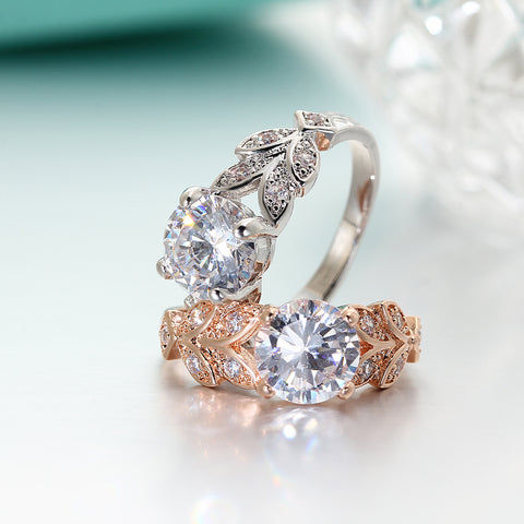 Crystal Leaf Zircon Ring