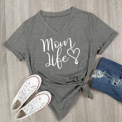 Mom Life V-Neck Tops