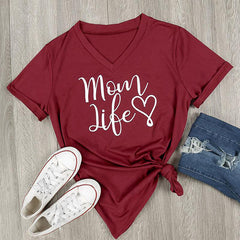 Mom Life V-Neck Tops