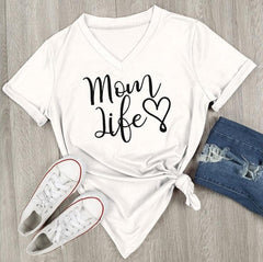 Mom Life V-Neck Tops