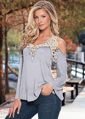 Floral Lace Off Shoulder Shirt