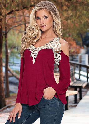 Floral Lace Off Shoulder Shirt