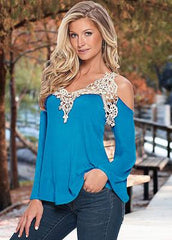 Floral Lace Off Shoulder Shirt